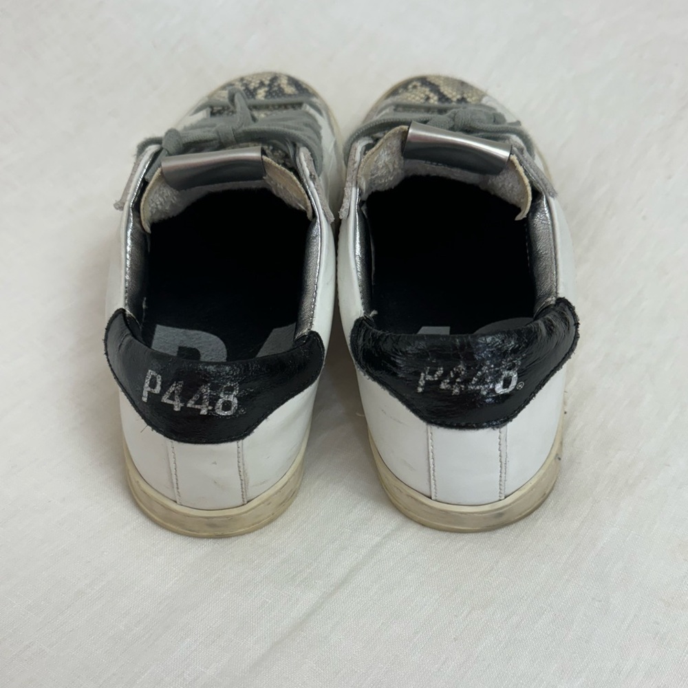 P448 John Python-Print Leather Low Top Sneakers Size 37 US 7 Classic Designer - Picture 15 of 16